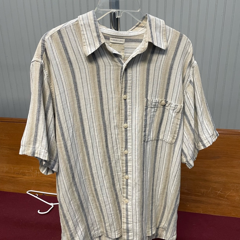 Saddlebred Cream and Gray Button Down Shirt